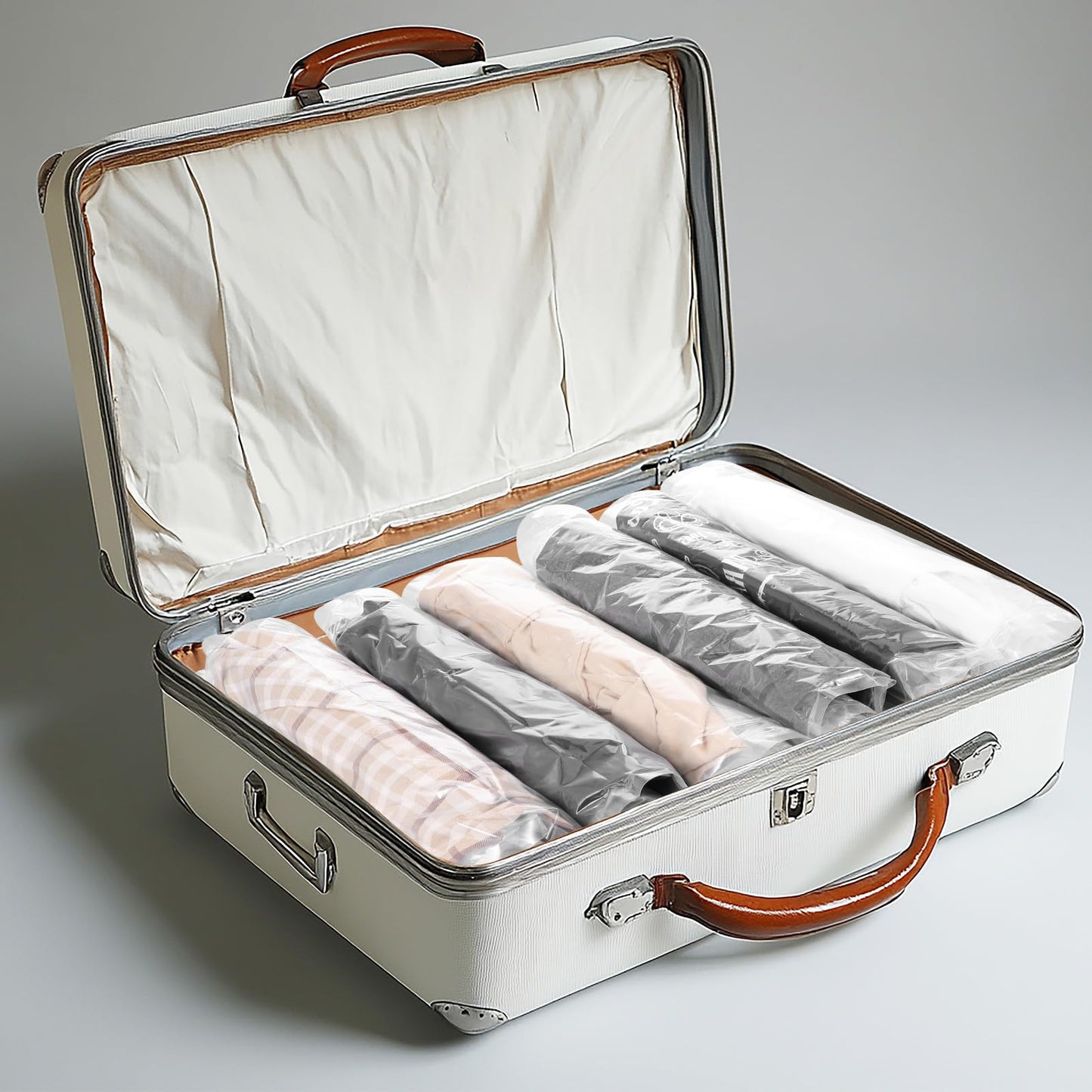 AOZUO Travel Compression Bags, Roll-Up Space Saver Bags Vacuum Storage Bags 47x35cm/18.5x13.7in for Luggage Backpack Suitcase Packing Organizers(3PCS)