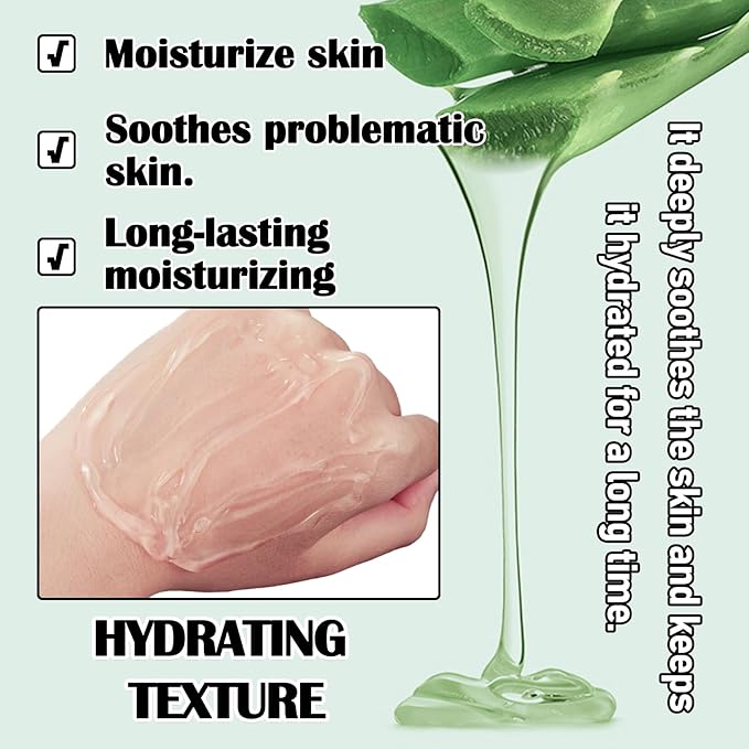 8Pcs Organic Aloe Vera Gel for After Sun Skin Care,Natural Moisturizing Aloe Vera Gel for Face & Body,Easy to Portable Face Moisturizer,Travel Size Pure Vera Aloe Gel for all Skin Types G