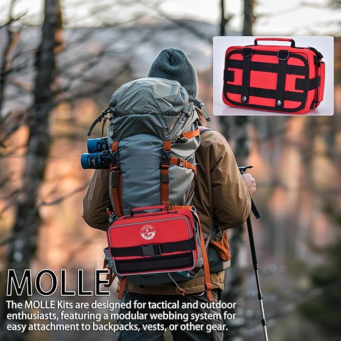 418-Piece First Aid Kit, All-in-One Waterproof Survival Kit for Home, Car, Travel, Hiking & Outdoor Emergencies | Tear-Resistant & Compact Design for Business, Vehicle & School Use