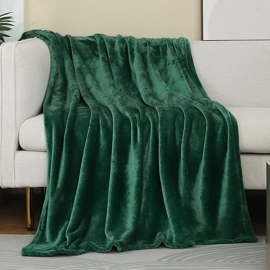 JIAHANNHA Green Throw Blanket Fleece Blanket Throw Size(50 by 70 Inches),Super Soft Cozy Plush Blanket for Couch Sofa Bed,Lightweight Warm Bed Blankets for Adults,All Season