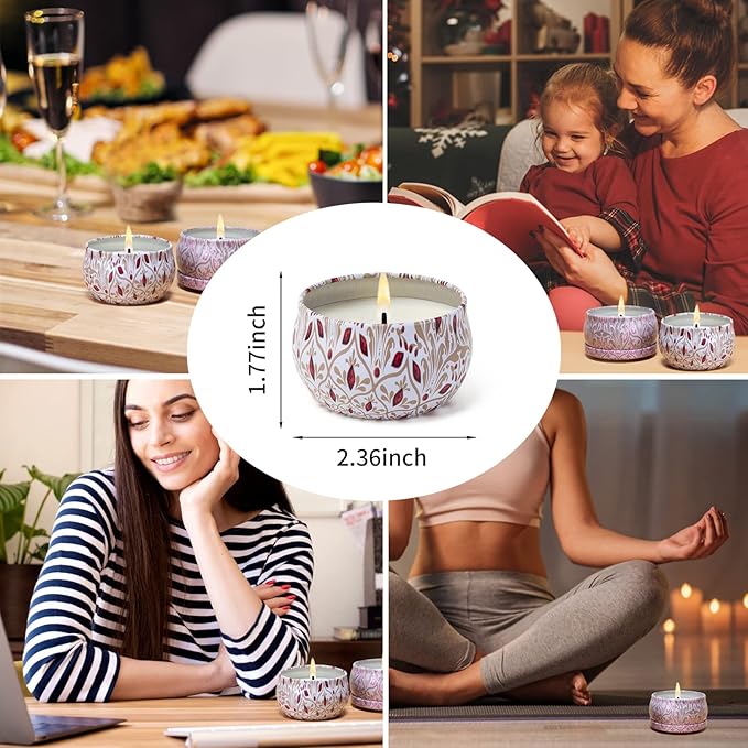 Aromatherapy Candles for Home Scented 2 Pack 2.5 oz Natural Floral Cherry and Vanilla Candles Set, Stress Relief Candles Gifts for Women, Portable Mini Candles Gift for Christmas, Birthday