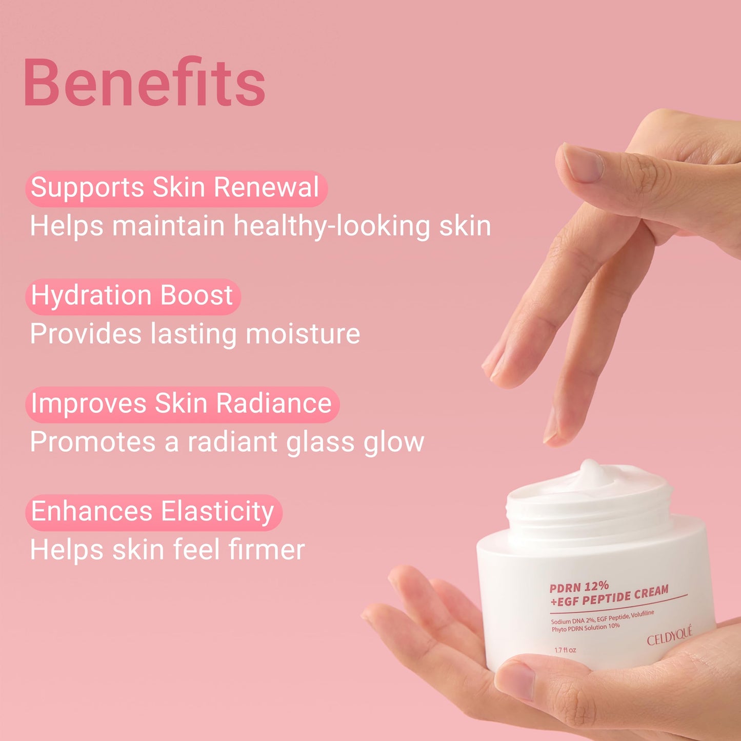 CELDYQUE PDRN 120,000 ppm EGF Peptide Cream – Volufiline & Salmon DNA + 12% Phyto PDRN – Post Microneedling Aftercare Anti-Aging Face Cream w/Niacinamide & Hyaluronic Acid 1.7 oz