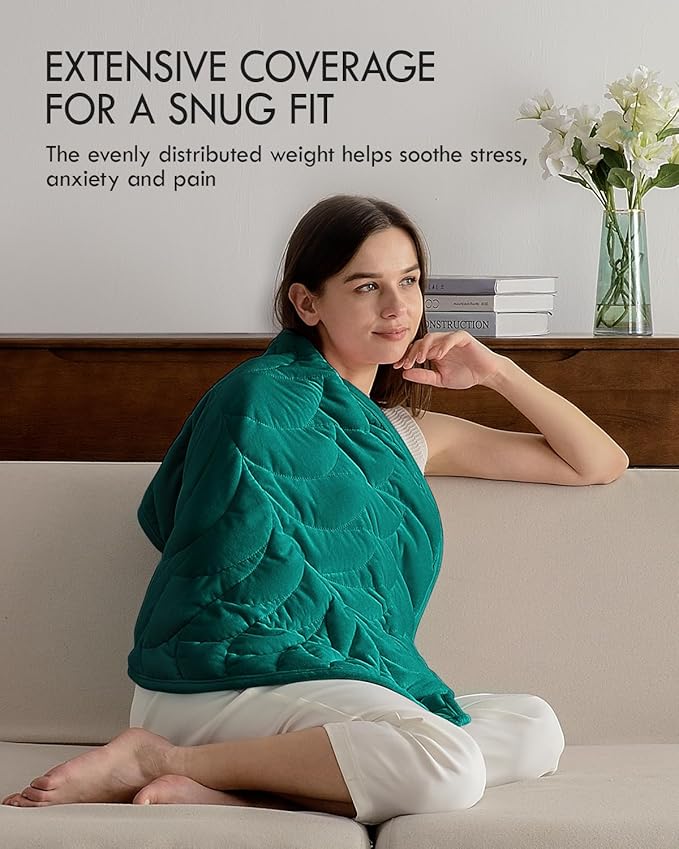 Kaisa Weighted Lap Blanket 5 lbs 23" x 29", Cozy Luxury Crystal Velvet Small Weighted Blanket for Adults, Portable Travel Weighted Blanket for Relaxation, All-Season Blanket, Machine Washable, Green