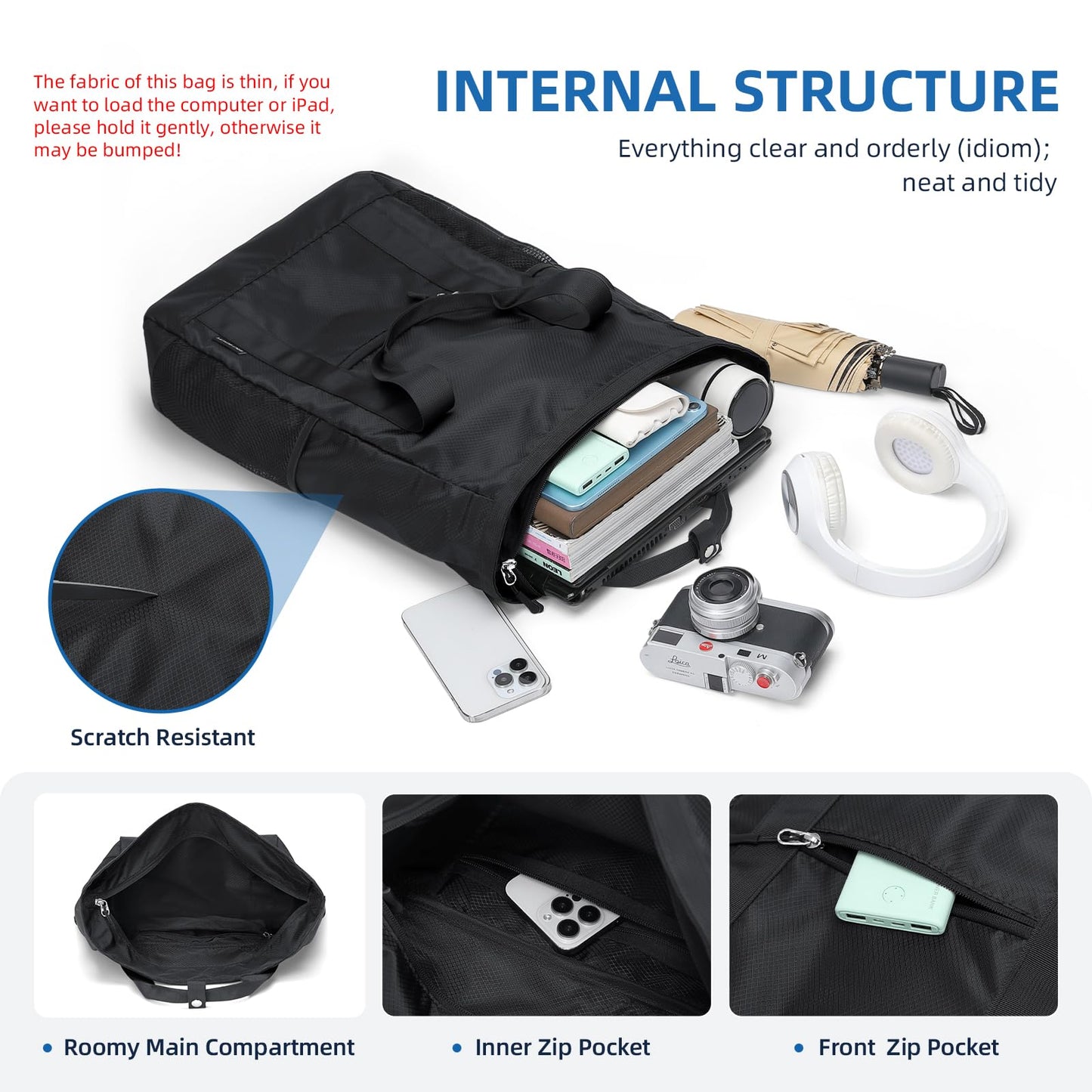 GOLF QUALITY Foldable Convertible Tote Backpack Lightweight Versatile Nylon Daypack for Women Men Work Leisure Travel,Black