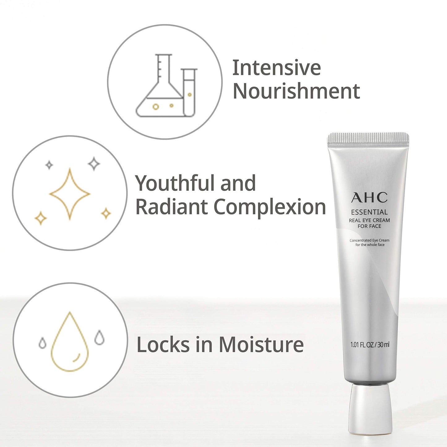 AHC Aesthetic Hydration Cosmetics Facial Moisturizer Essential Eye Cream for Face AntiAging Hydrating Korean Skincare OZ, 0.33 Ounce