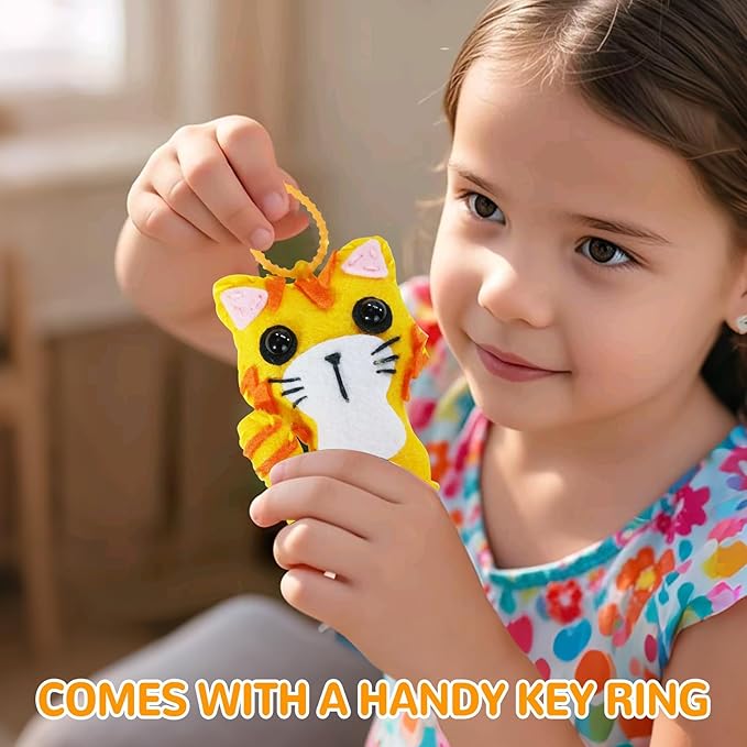 IROLEHOME Cat Sewing Kit for Kids Ages 6-12, Stuffed Animal Kitty Cat Craft Kit for Girls Educational Kitty Toy as Birthday Gift