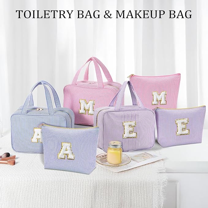 YOOLIFE Kids Toiletry Bag Initial Makeup Bag for Teen Girls - Birthday Gifts for 7 8 9 10 11 12 13 14 15 16 17 18 Year Old Girls, Teen Girl Gifts Trendy Stuff - Letter L, Pink