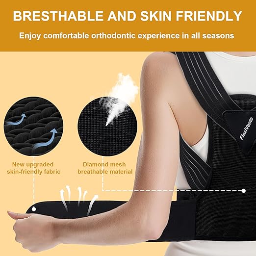 Back Brace Posture Corrector for Women and Men High Support Adjustable Lightweight Upper, Back Straightener for Neck Shoulder & Upper/Lower Back Pain Relief Under Clothes Breathable Invisible