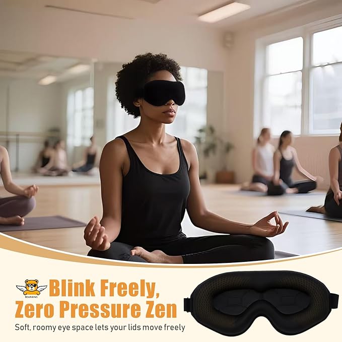 Premium Ultra-Light Sleep Mask, Only 0.73oz, 100% Light Blocking, Comfortable 3D Contoured Memory Foam, Lash Extension Eye Masks for Sleep, Travel, Office, for Men Women Side Sleeper, Black