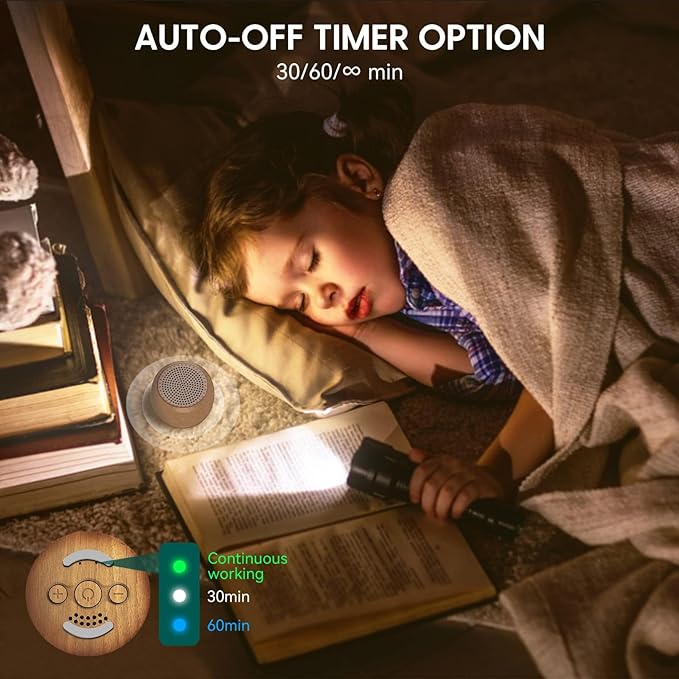 Babelio White Noise Sound Machine for Adults Kids Baby, Mini, 15 Non-looping Sounds, Timer, Memory Function, Easy to Pocket and Travel Wood 2 Pack