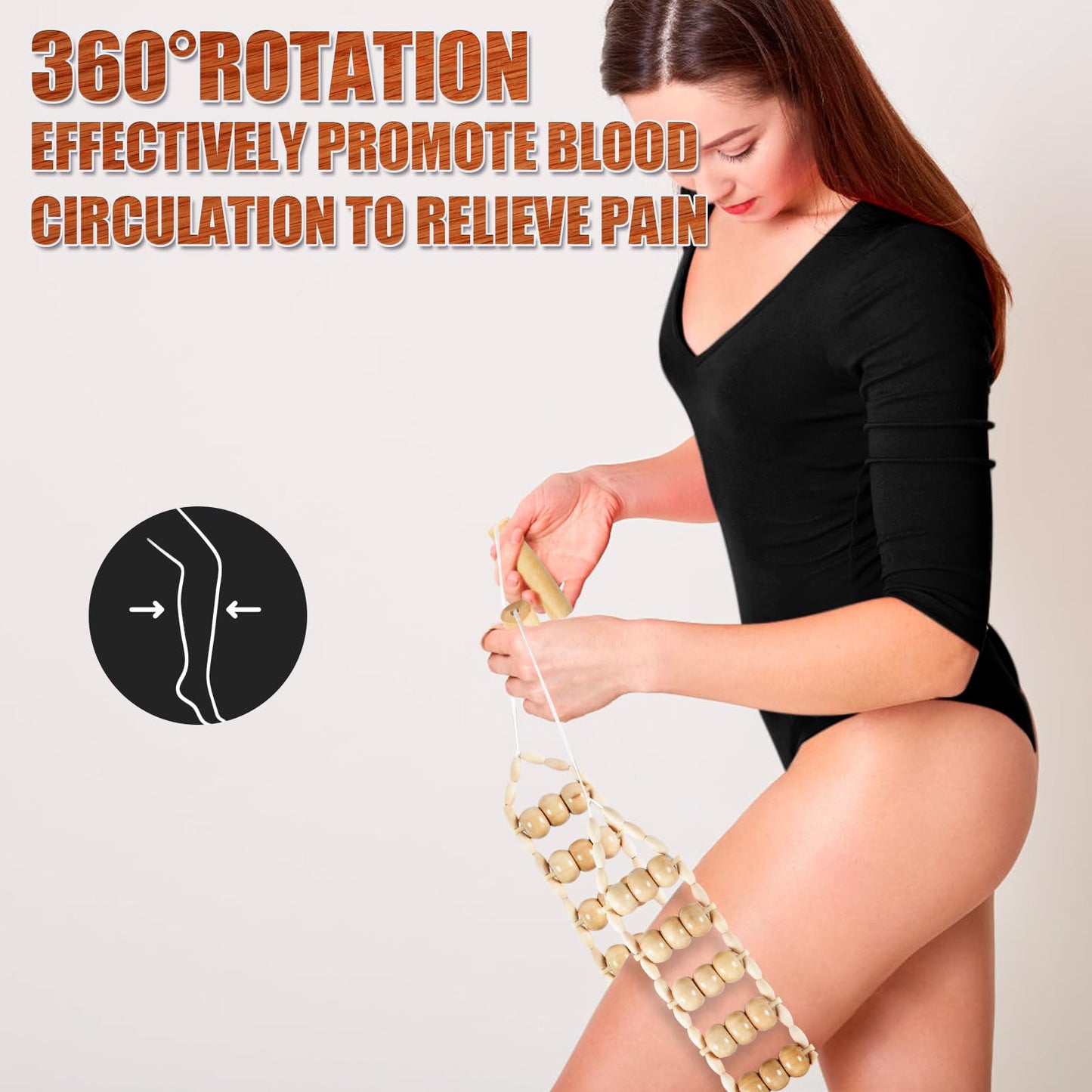 KintKita Wood Therapy Massage Tools,Back Wooden Massage Roller Rope Tool Maderoterapia Kit Professional Cellulite Massager for Body Shaping, Contouring,Back Neck Leg Muscle Relief