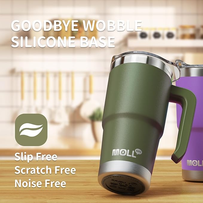 16 oz Tumbler with Handle Reusable Stainless Steel Vacuum Insulated Tumbler Cups with Lid and Straw Travel Coffee Mug for Women(Grass Green)