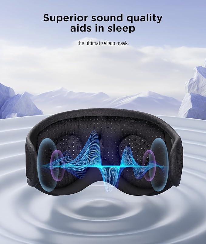 LC-dolida Sleep Mask Bluetooth Headphones Weighted Sleeping Mask 3D Eye Mask Pressure Relief Night Sleep Eye Mask Music Sleeping Headphones for Side Sleepers Meditation Gifts for Men Women