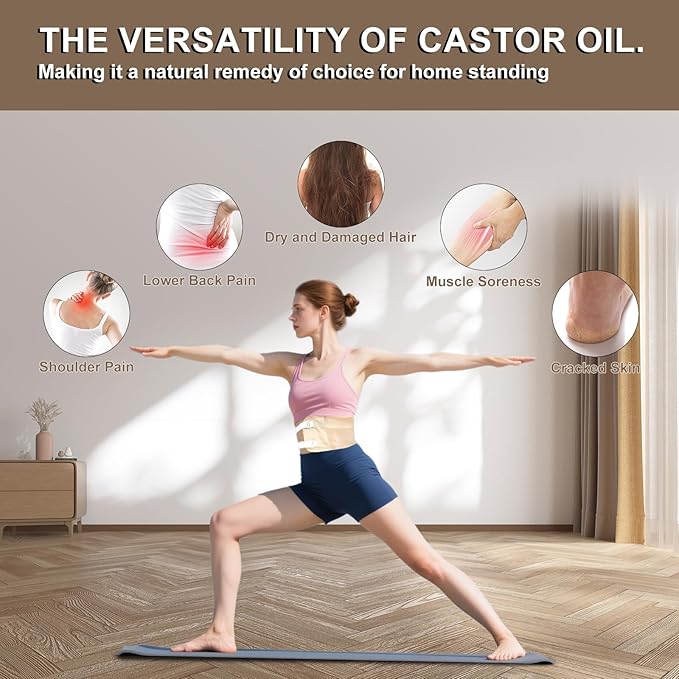 Castor Oil Pack Wrap 9-Piece Set for Women & Men – Full Body Detox & Pain Relief | Reusable Hot Cold Compress for Back, Knees, Feet, Chest, Neck | Organic, Leakproof & Adjustable