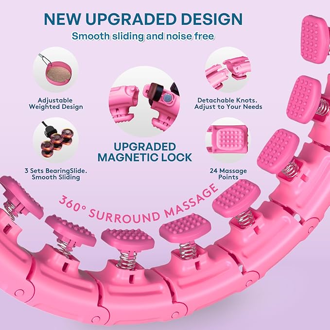 30/12 Knots, Upgraded Magnetic Lock Weighted Hula Hoop for Adults Weight Loss, Infinity Hoop Plus Size, Children Adults Home Outdoors, Fitness Exercise, Abdominal Toner