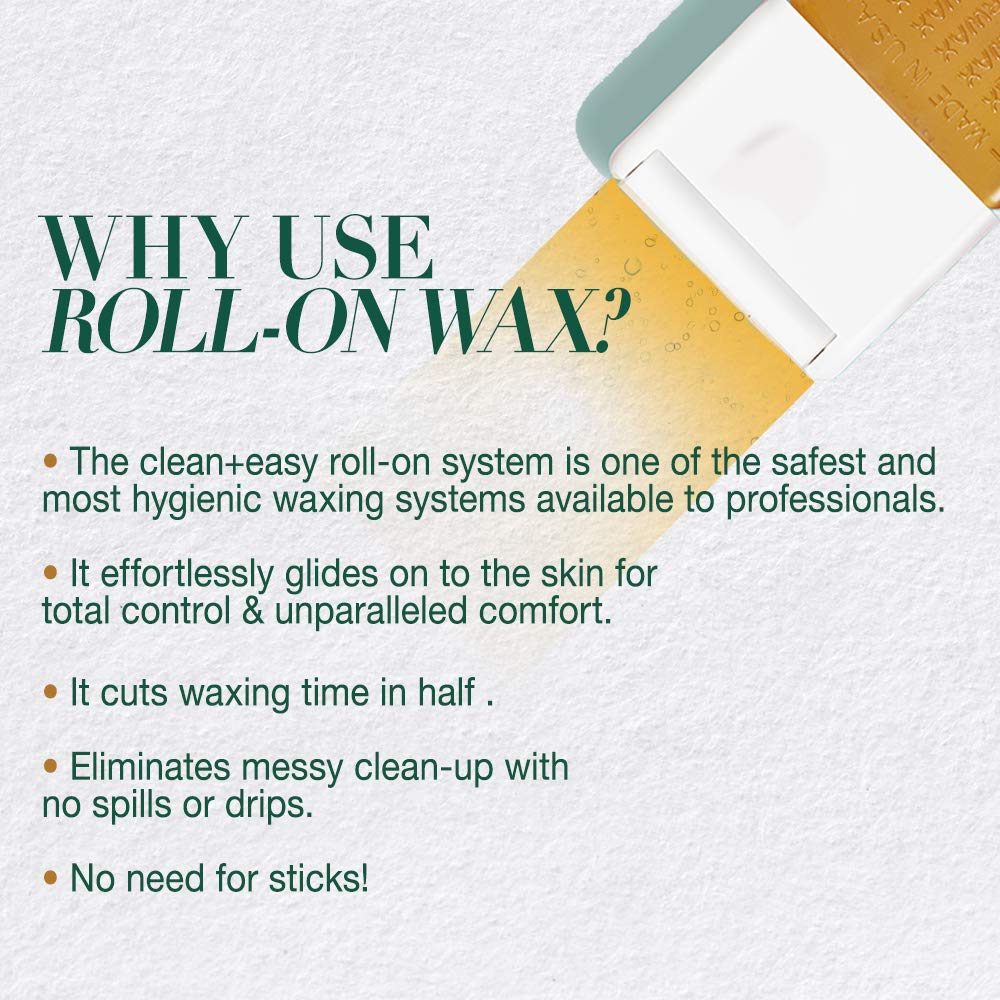 Clean + Easy Large Wax Roller Heads – Roll On Wax Refill Applicators, Compatible with Wax Cartridges for Legs & Body Hair Removal, 3 Pack