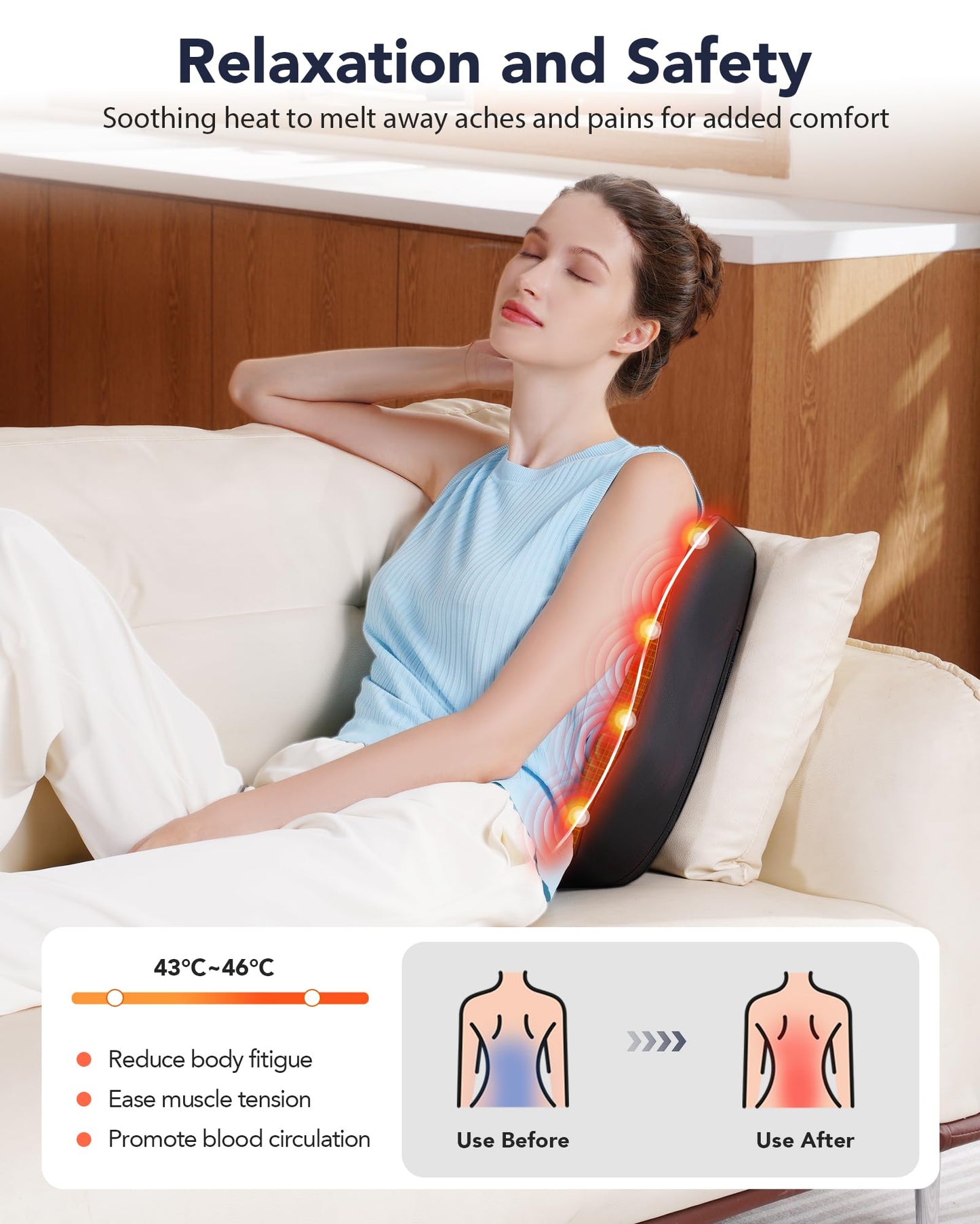 Boriwat Back Massager with Heat, Shiatsu 4D Kneading Rolling Up and Down Back Massage for Pain Relief Deep Tissue, Track-Guided Lower Back Massager for Lumbar, Shoulder, Gifts for Women Men Mom Dad
