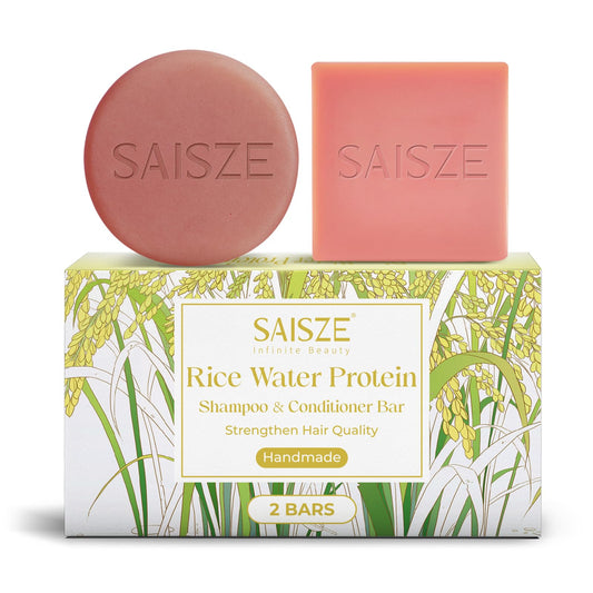 SAISZE Rice Water Shampoo Bar and Conditioner Set for Hair Soft and Strengthening, 2 Bars