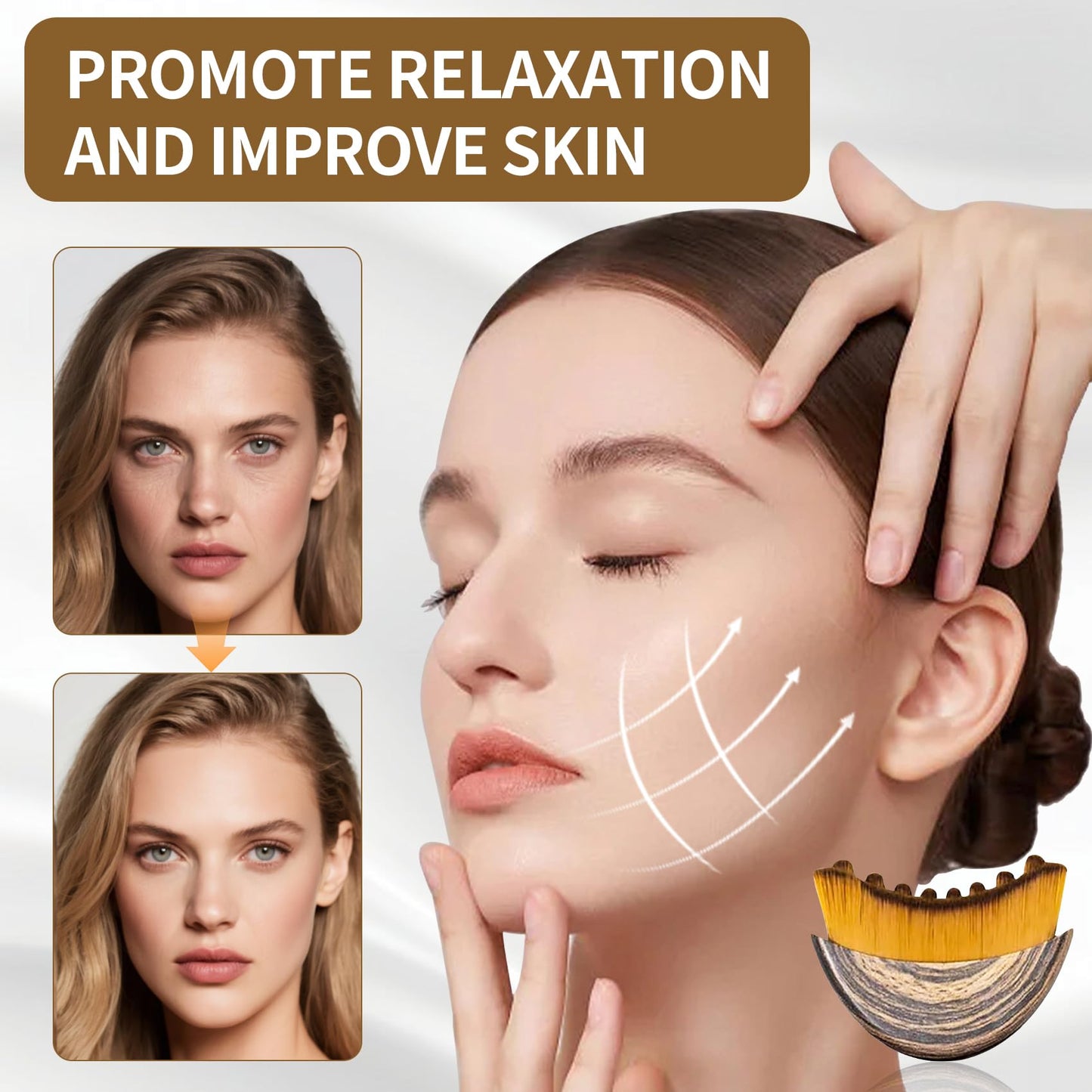 Lymphatic Contour Face Brush,Contour Face Brush for Lymphatic Drainage,Dry Lymphatic Drainage Massager,Ergonomically Designed to Fit The Skin Precisely