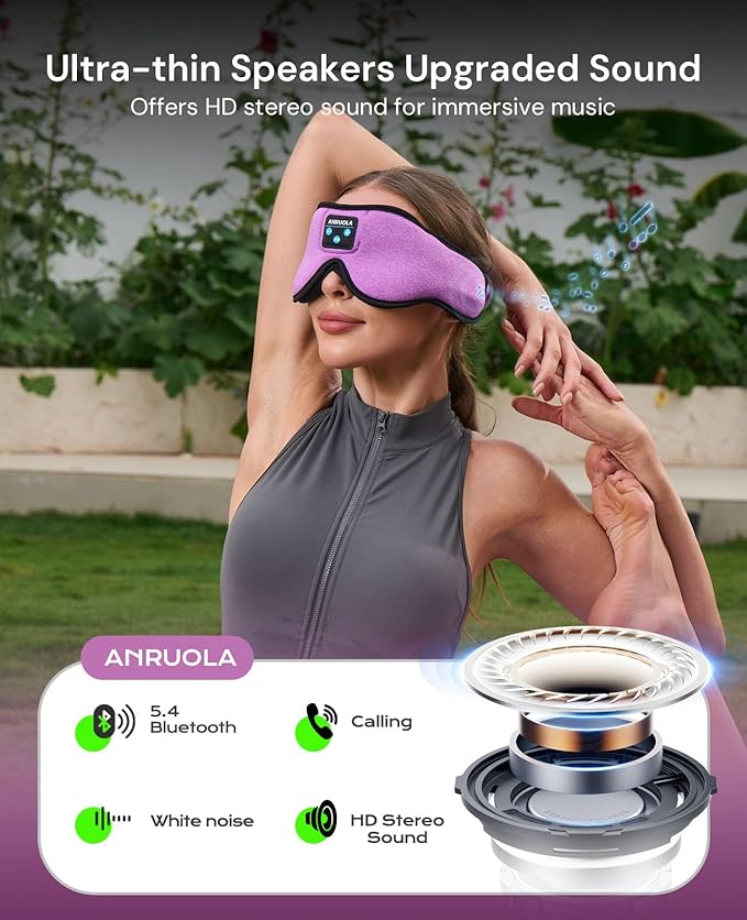 3D Bluetooth Sleep Mask & Wireless Headphones for Side Sleepers, Comfortable Eye Mask for Sleeping, Meditation & Relaxation, Idea Gift for Men Women