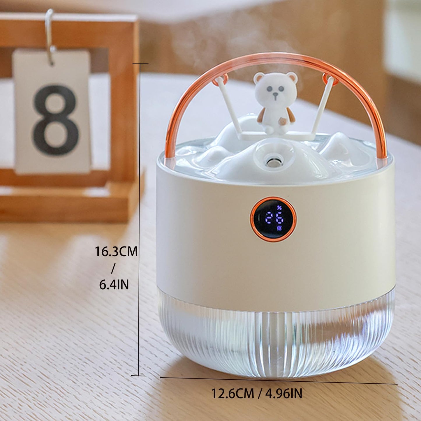 Portable Mini Humidifier With night light 600ml Small Cool Mist Humidifier Personal Desktop Humidifier for Baby Bedroom Travel Office,Built-in 2000mAh Battery 2 Mist Modes white