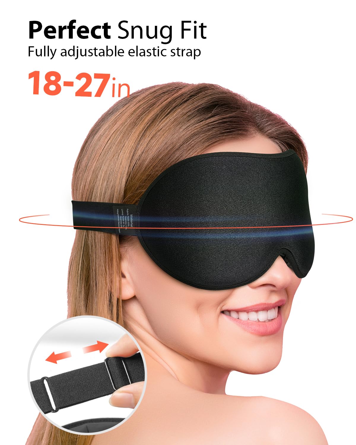 MABAO Weighted Eye Mask for Sleeping, Blackout 3D Contoured Sleep Mask with Adjustable Strap for Women Men, Memory Foam, Gentle Pressure Relief Comfort Eye Cover Blindfold for Insomnia & Travel -Black