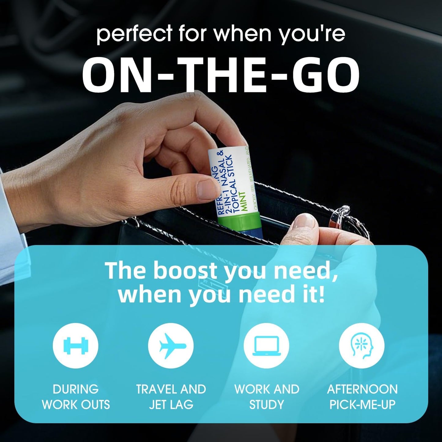 Herb Island 2 in 1 Nasal Stick Inhaler, Nose Refreshing VapoInhaler, Essential Oil Rub, On-The-Go, Freshing, Focus, Awake (3 pcs, Greengrape)