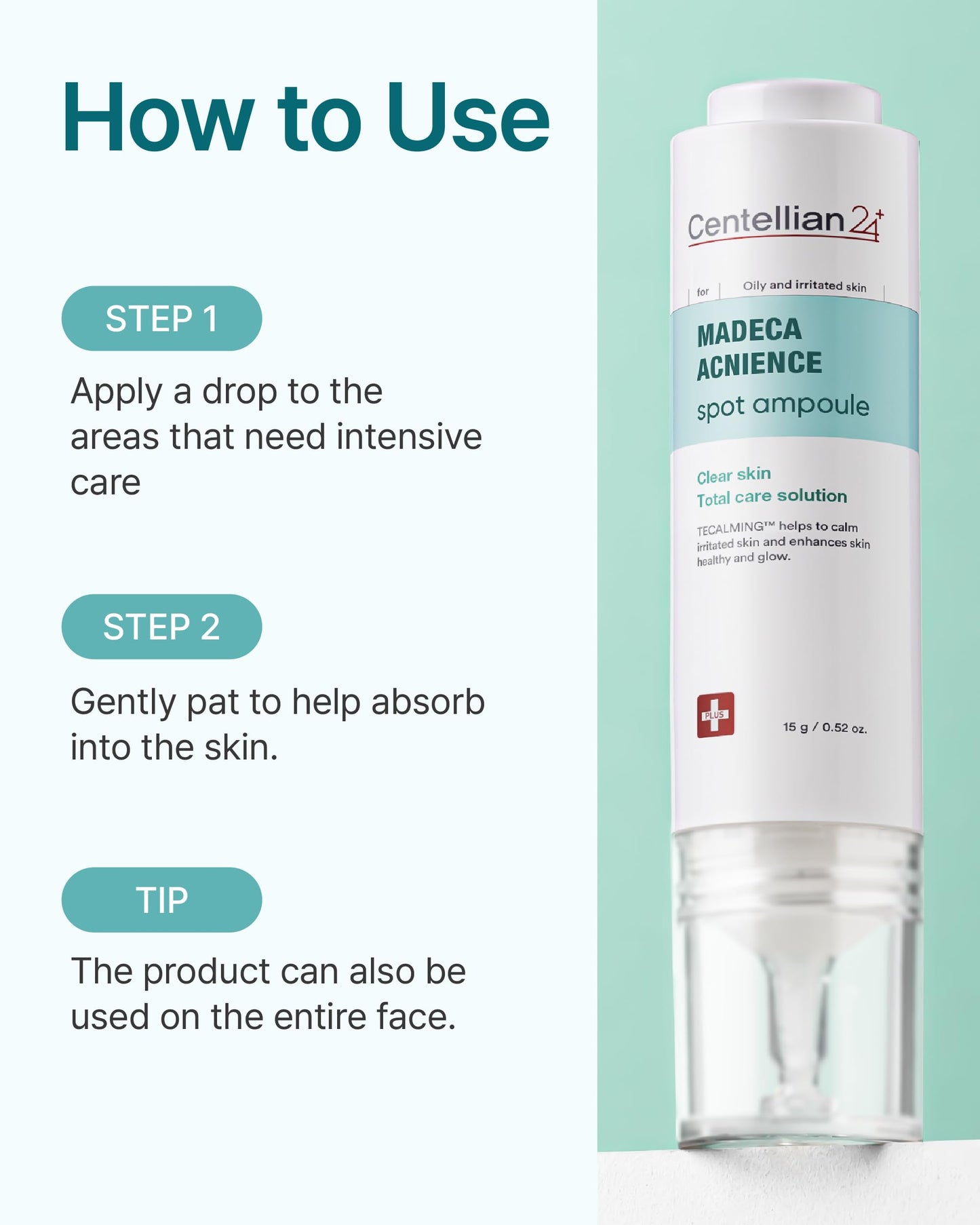 Centellian 24 Madeca Acnience Spot Ampoule (0.52oz) - Intensive Spot Care for Oily & Sensitive Skin, Controls Sebum, Soothes Redness, Korean Skin Care. Formula with Tecalming & Centella Extract