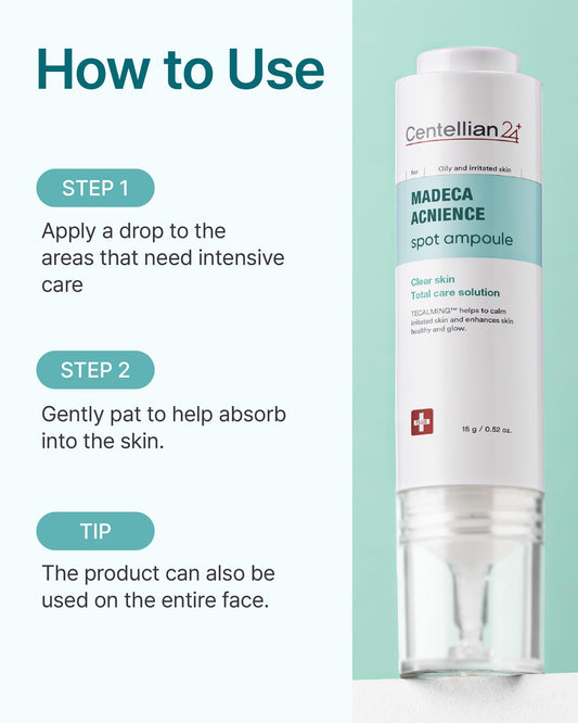 Centellian 24 Madeca Acnience Spot Ampoule (0.52oz) - Intensive Spot Care for Oily & Sensitive Skin, Controls Sebum, Soothes Redness, Korean Skin Care. Formula with Tecalming & Centella Extract