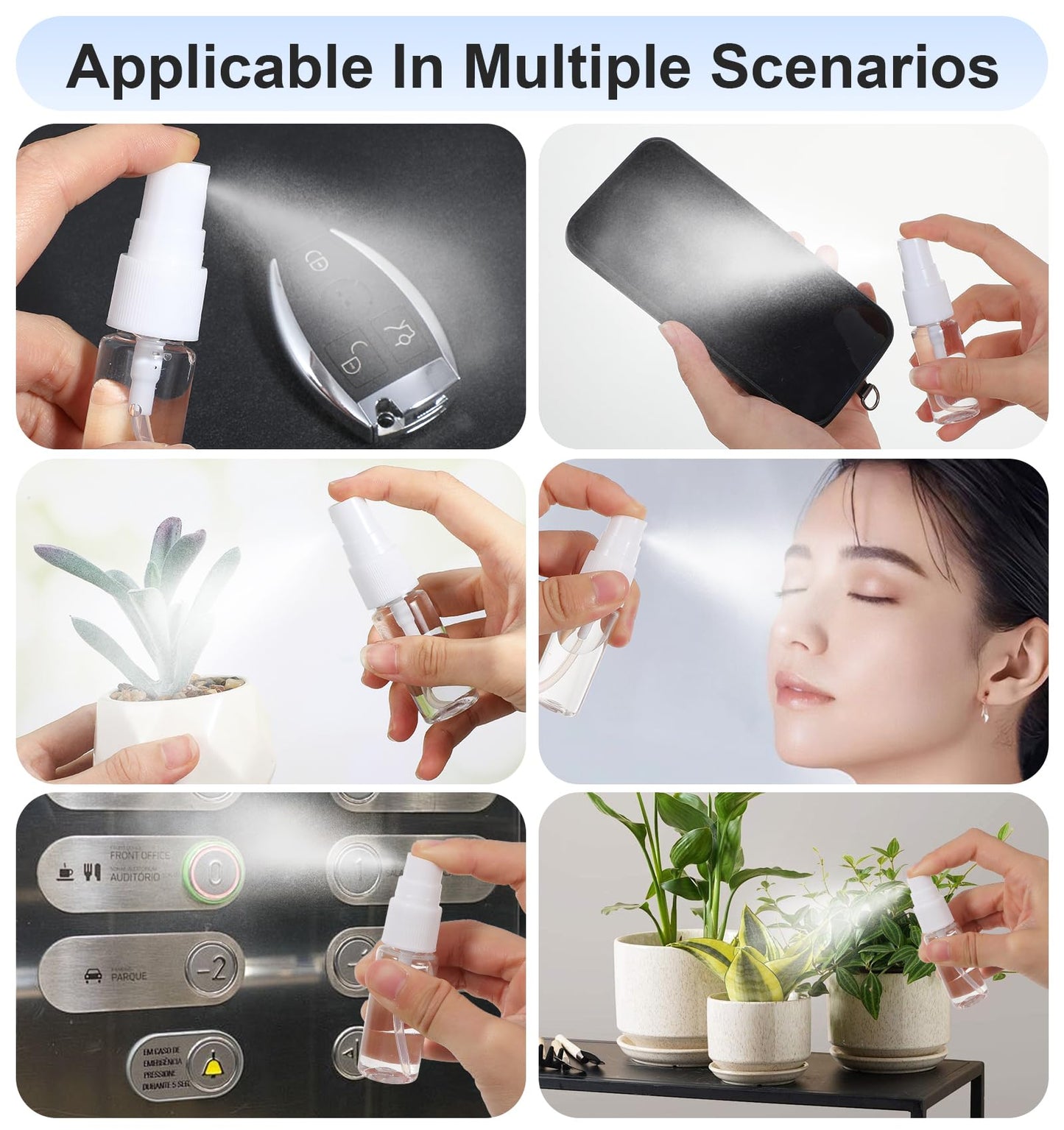 ValueBargain Mini Travel Spray Bottle, 8 Pcs 0.5 oz Portable Mini Spray Bottle Travel Safe Sealing for Outing Camping (Clear, 15 ml)