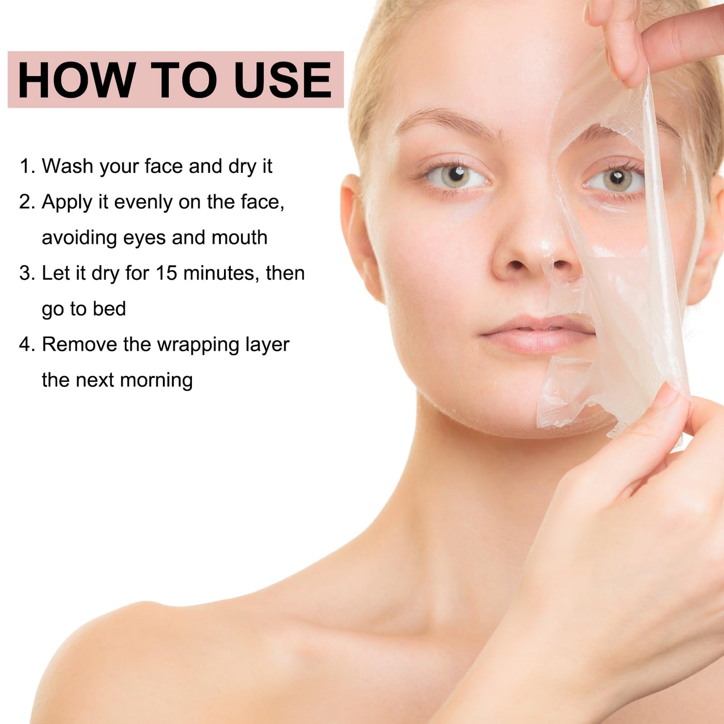 2025 Collagen Overnight Wrapping Peel Off Facial Mask with Jelly Brush, Elasticity & Hydration, Natural Ingredients for Firmer Skin, Reduces Sagging & Dullness, Korean Skin Care（75ml, 2.54 fl.oz)