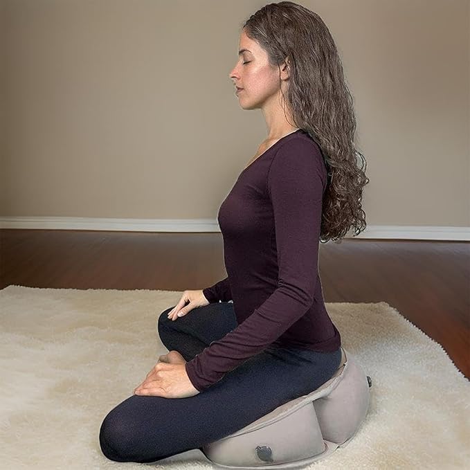 Air Meditator Inflatable Meditation Cushion and Travel Pillow – Meditate on Air in Total Comfort with Adjustable Three-Chamber Design for Enhanced Posture and Portability, Black