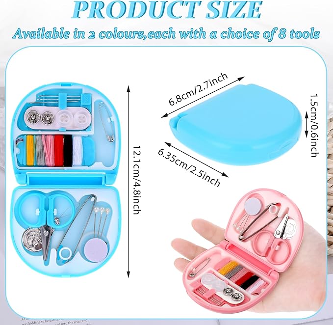 AHQiZFX 20 Pack Portable Sewing Tool Kits, Mini Travel Sewing Kit, Beginner Emergency Sewing Repair Kit with Threads Scissors Hand Sewing Needles, Plastic Sewing Kit, DIY Sewing Supplies (Blue, Pink)