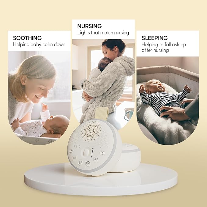 HuBDIC HubiCare White Noise Machine, Portable Sound Machine with 21 Soothing Sleep Sounds, Long-Lasting Battery, Gentle LED Mood Light, Travel-Friendly Sleep Aid for Newborns, Children