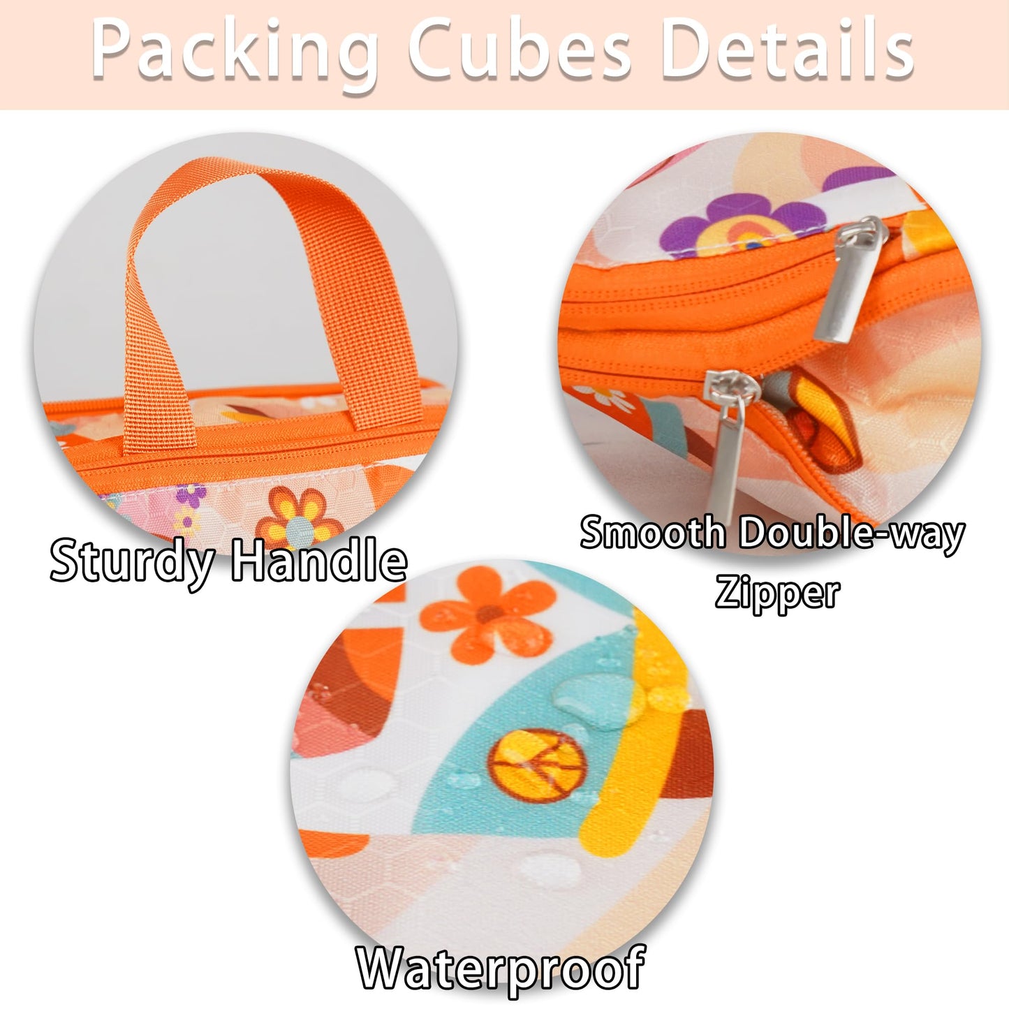 Hitanfe 8 Pcs Compression Packing Cubes Travel for Suitcases, Waterproof Luggage Organizer Washable Storage Bags Set for Backpack Travel- Packaging Cubes for Carry-Ons and Storage