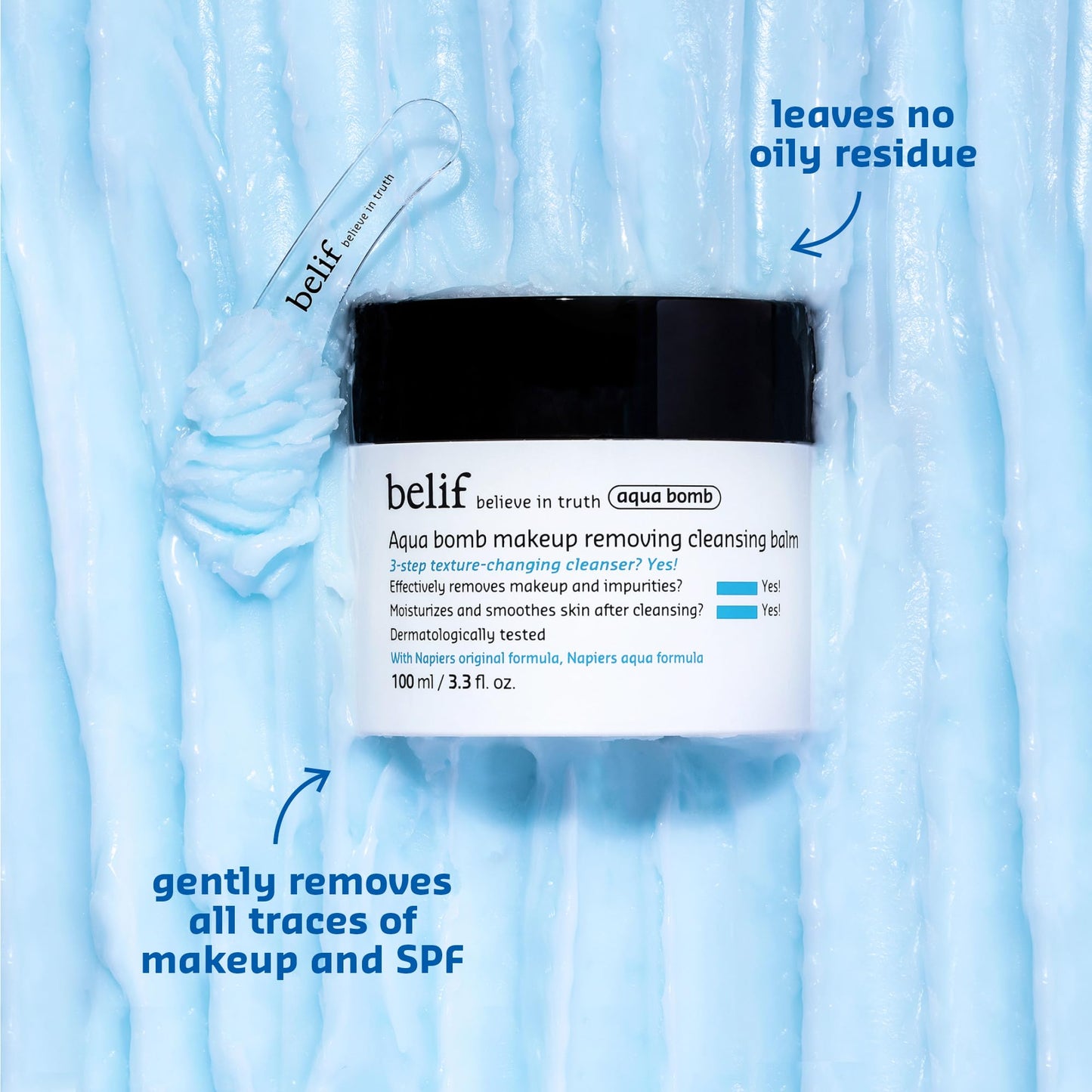 belif Aqua Bomb Cleansing Balm Makeup Remover, Hydrate & Deep Cleanse in 1 Step, No Mess Clean Up, Melt Away Makeup & SPF, Balm to Oil Cleanser Formula, No Oily Residue, Korean Skin Care