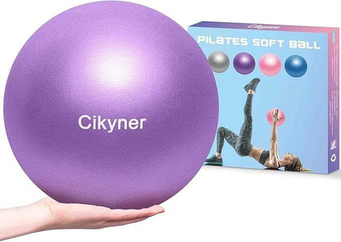 Cikyner Soft Pilates Ball, Small Exercise Ball 9 Inch Mini Gym Ball with Inflatable Straw, Suitable for Pilates, Yoga, Full Body Training, Physical Therapy and Balance improving at Home, Gym & Office