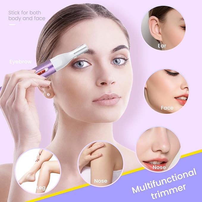 2 in 1 Nose & Ear Hair Trimmer for Women Men, 2025 Rechargeable Dual-Edge Blade Electric Clipper, Facial & Eyebrow Hair Removal Tool, Powerful Motor, Painless, Easy to Clean (Purple)