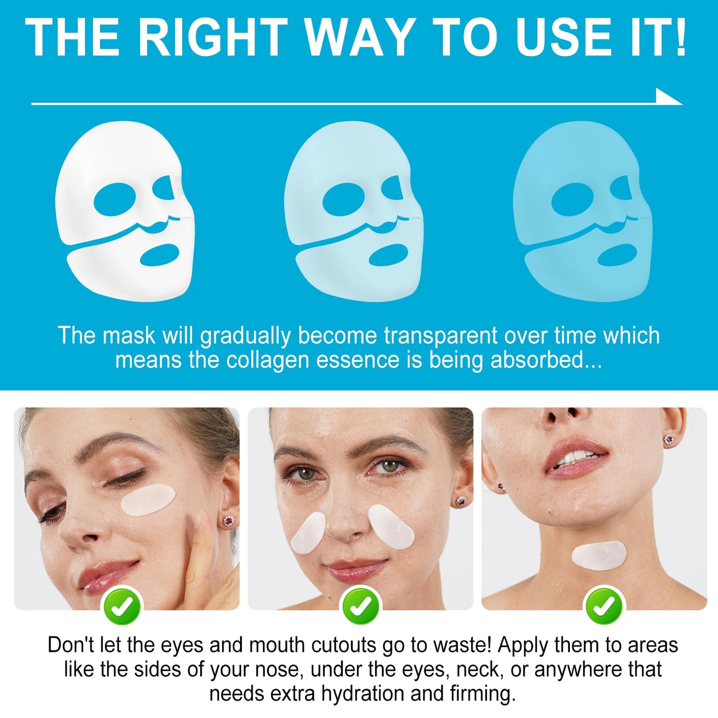 CLFJLXYX Collagen Face Mask for Deep Hydration，Moisture Locking，Hydrogel Mask，Collagen Night Wrapping Mask，Brightens Skin Tone，Promotes Elasticity and Firmness，Korean Skin Care-4 Pack