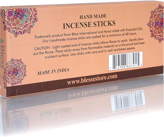 Bless-Frankincense-and-Myrrh 100%-Natural-Handmade-Hand-Dipped-Incense-Sticks Organic-Chemicals-Charcoal-Free Purification-Relaxation-Positivity-Yoga-Meditation Best-Woods-Scent (80 Sticks (4.20 OZ))
