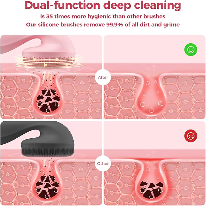 2 in 1 Facial Cleansing Brush, Rotating Magnetic Beads & Massage Cleaning Electric Face Scrubber, Waterproof and Rechargeable Exfoliating Face Scrubber Brush