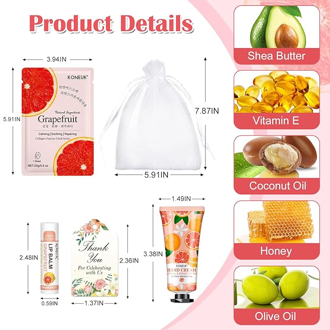 30 Pack Bulk Facial Mask, Bulk Hand Cream and Bulk Lip Balm Sets, Bridesmaid Gifts, Thank You Gifts, Bridal Shower Favors and Baby Shower Party Favors for Guests, Birthday Gifts, Small Gifts for Women