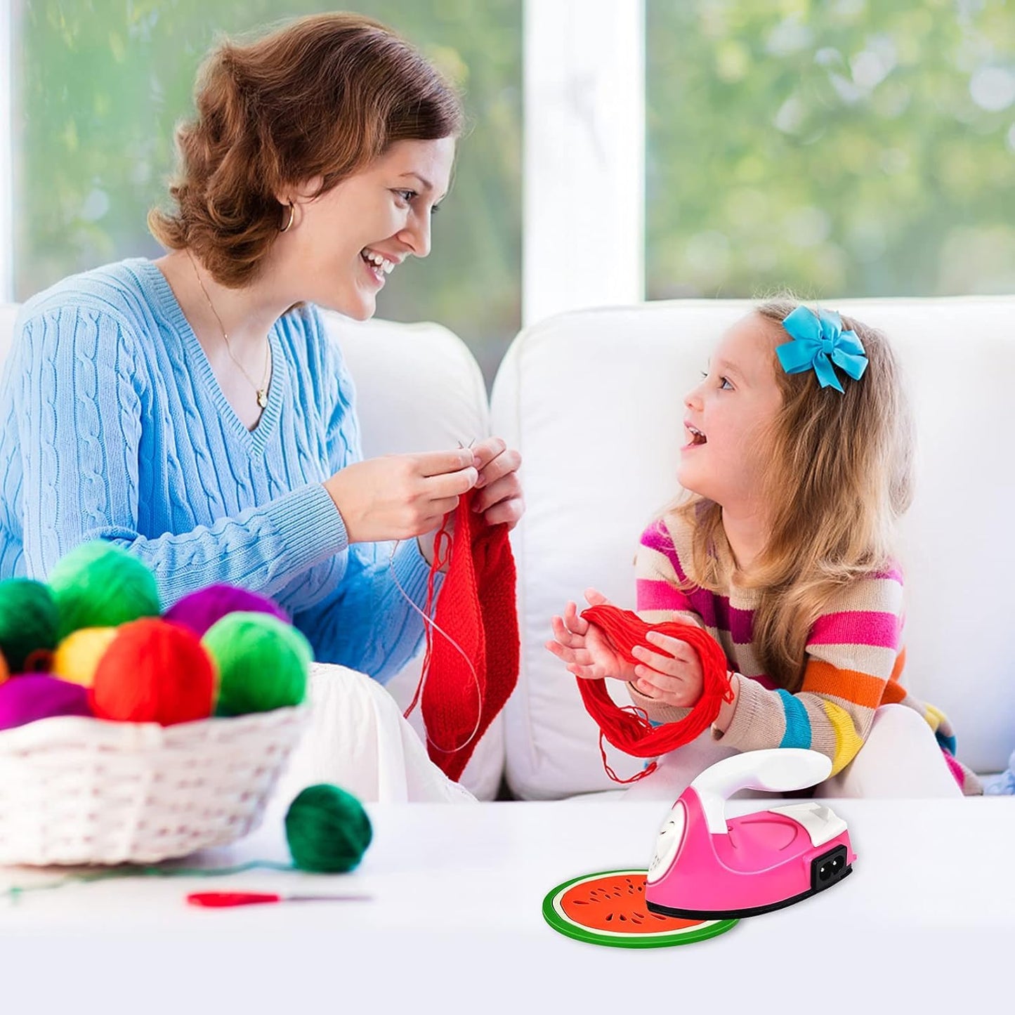 Mini Heat Press Iron Machine - Portable Electric Iron for Clothes, Shoes, Bags, Hats - Heating Transfer Press With Silicone Pad (Rose Red)