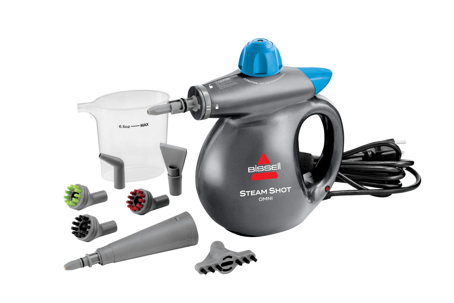 BISSELL Steam Shot Omni Pressurized Handheld Multi-Surface Natural Portable Steam Cleaner with 7 tools for tile, grout, windows, bathrooms, kitchen, auto