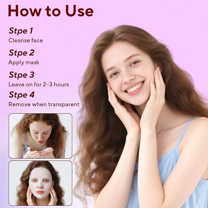 Bio-Collagen Real Deep Mask, 8 Pack Overnight Hydrating Face Mask for All Skin Types,Original Hydrating Collagen Face Mask