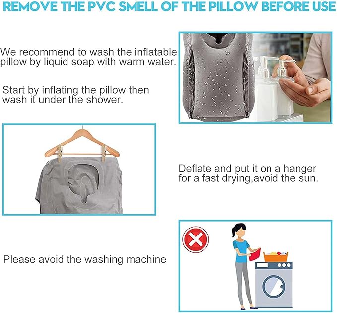 Inflatable Travel Pillow, Airplane Neck Pillow for Sleeping, Supports Head and Chin for Airplanes,Trains,Cars and Office Napping with 3D Eye Mask and Earplugs and Portable Drawstring Bag