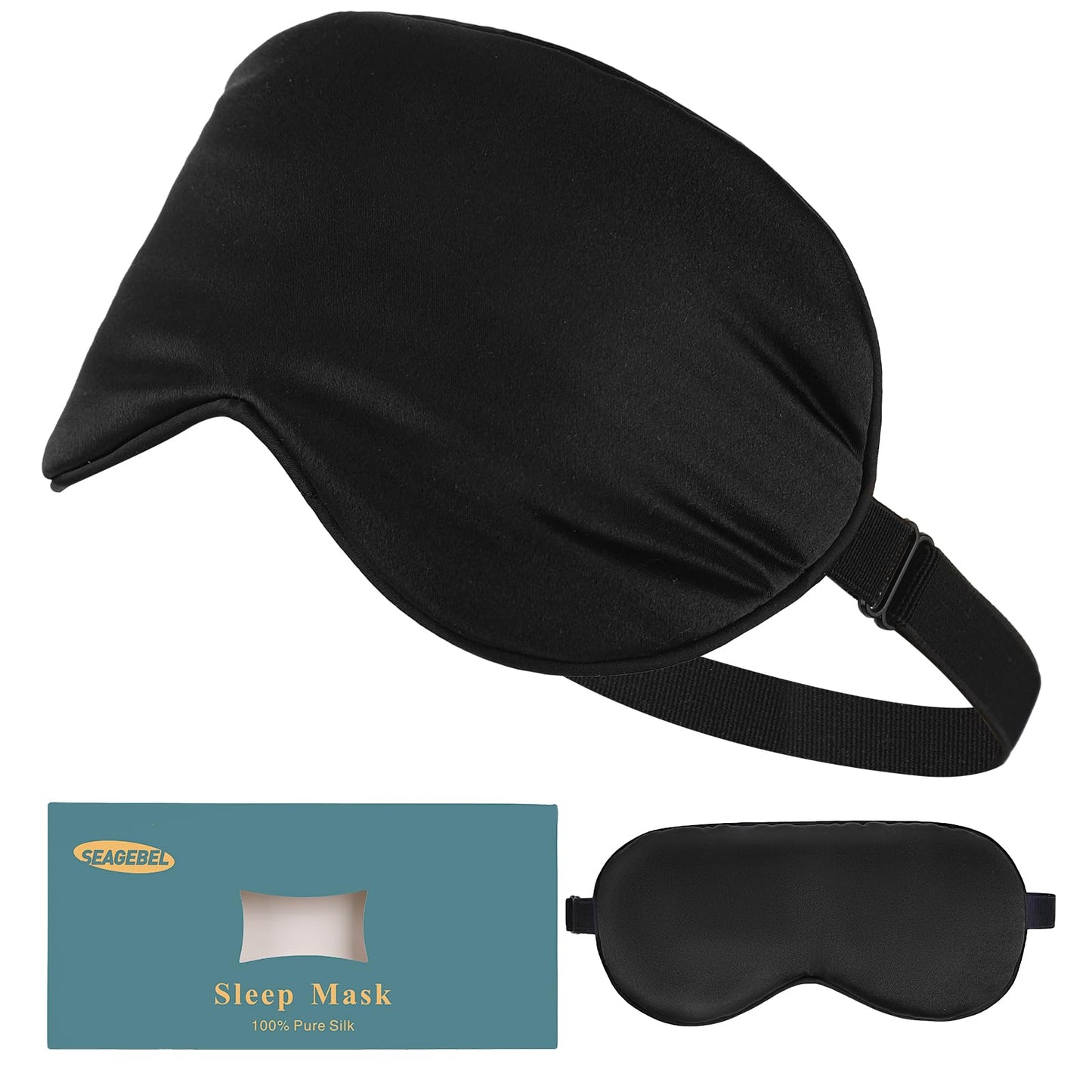 SEAGEBEL Sleep Mask 100% Pure Mulberry Silk Eye Masks with Adjustable Strap for Sleeping Mulberry Silk Eye Sleep Shade Cover Block Light Reduces Puffy Eyes Traveling Gifts