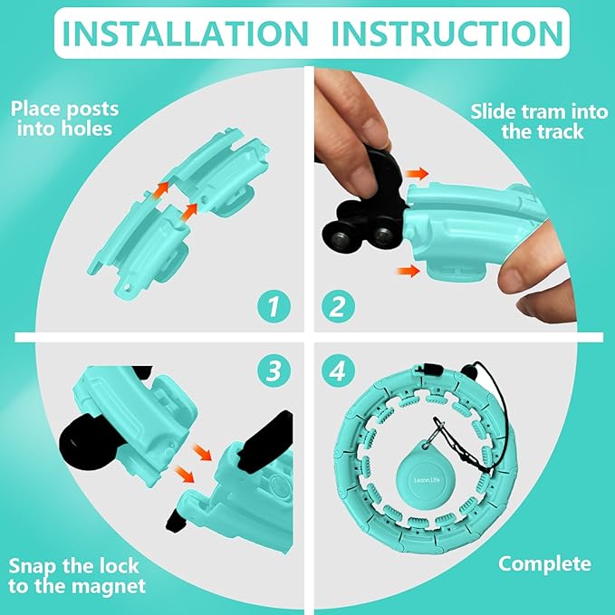 30/12 Knots, Upgraded Magnetic Lock Weighted Hula Hoop for Adults Weight Loss, Infinity Hoop Plus Size, Children Adults Home Outdoors, Fitness Exercise, Abdominal Toner