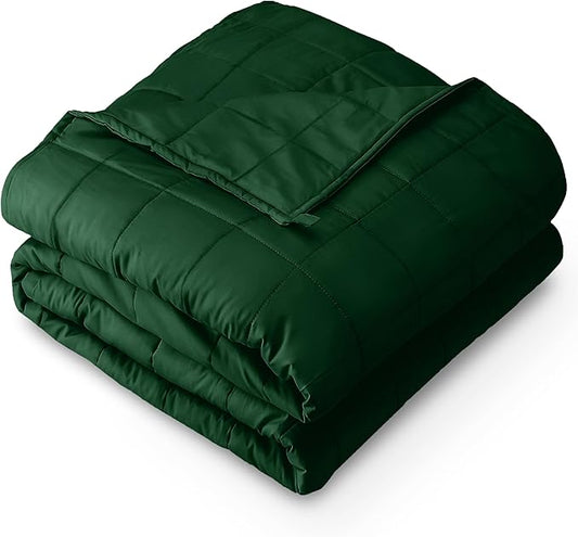 Bare Home Weighted Blanket King Size 25lb (80" x 87") for Adults - All-Natural 100% Cotton - Premium Heavy Blanket Nontoxic Glass Beads (Forest Green, 80"x87")