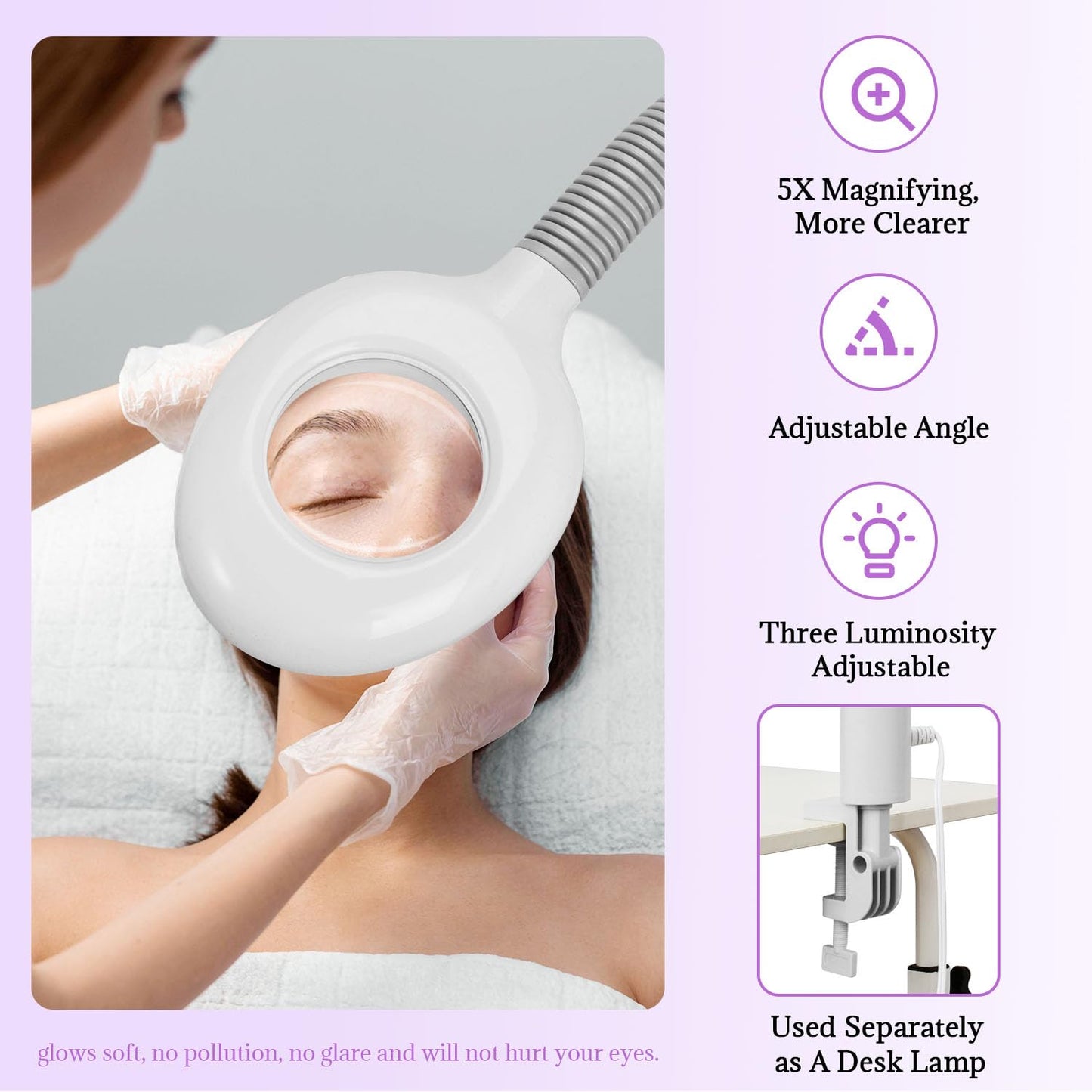 3 in 1 Facial Steamer,Professional Facial Steamer with 5X Magnifying LED Lamp, Esthetician Steamer with Hot & Cold Mist, Face Steamer On Wheels for Salon Spa Beauty Skin Care